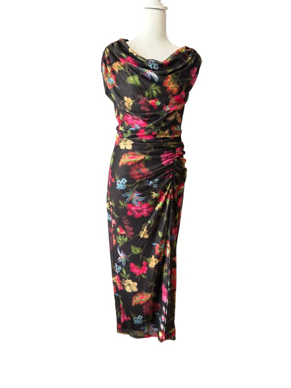 Vince Camuto Floral One-Shoulder Mesh Maxi Dress. Sz: 6 - Picture 7 of 11